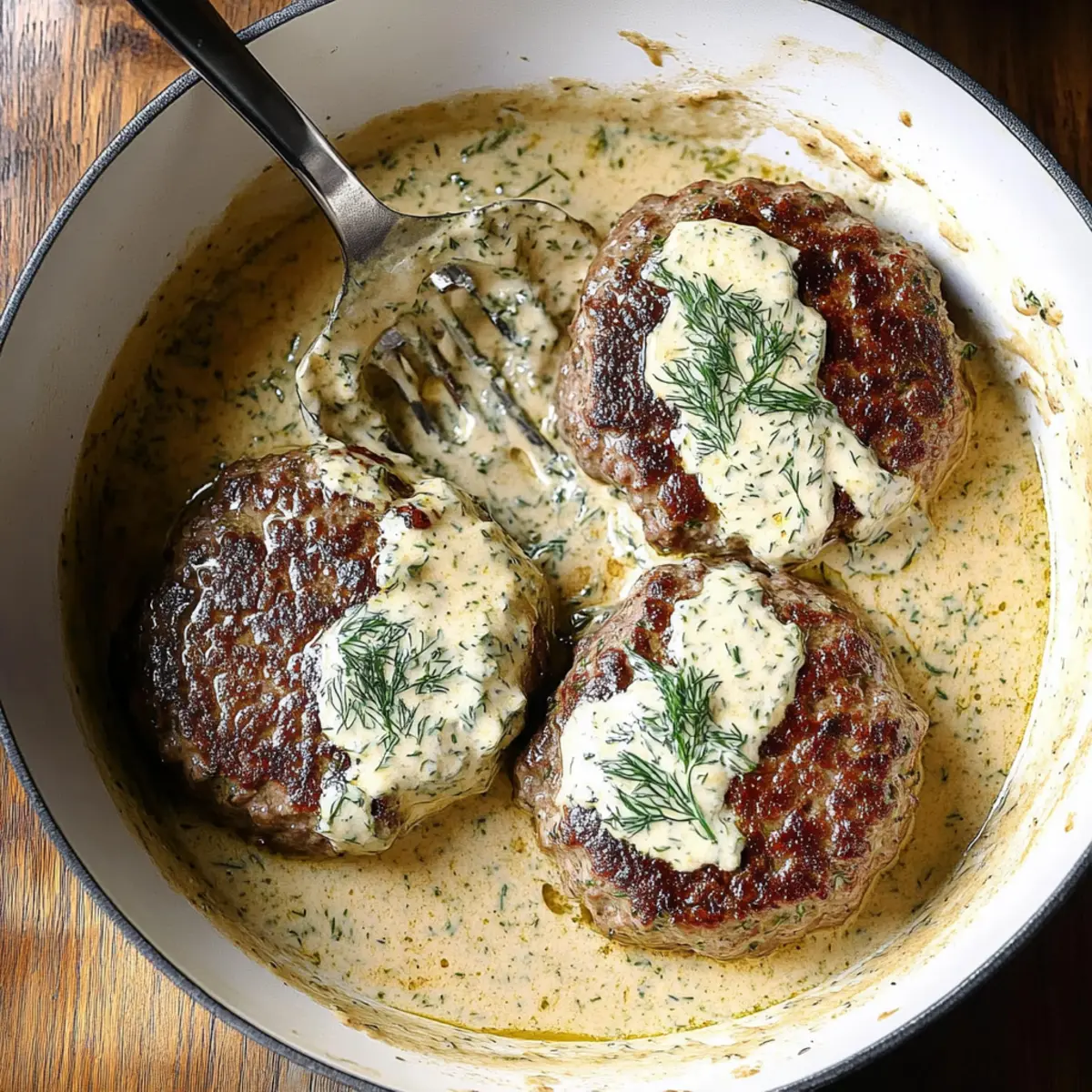 Hamburger Steaks in Creamy Dill Sauce